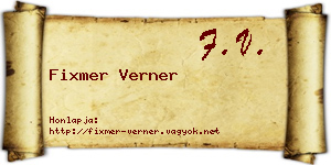 Fixmer Verner névjegykártya